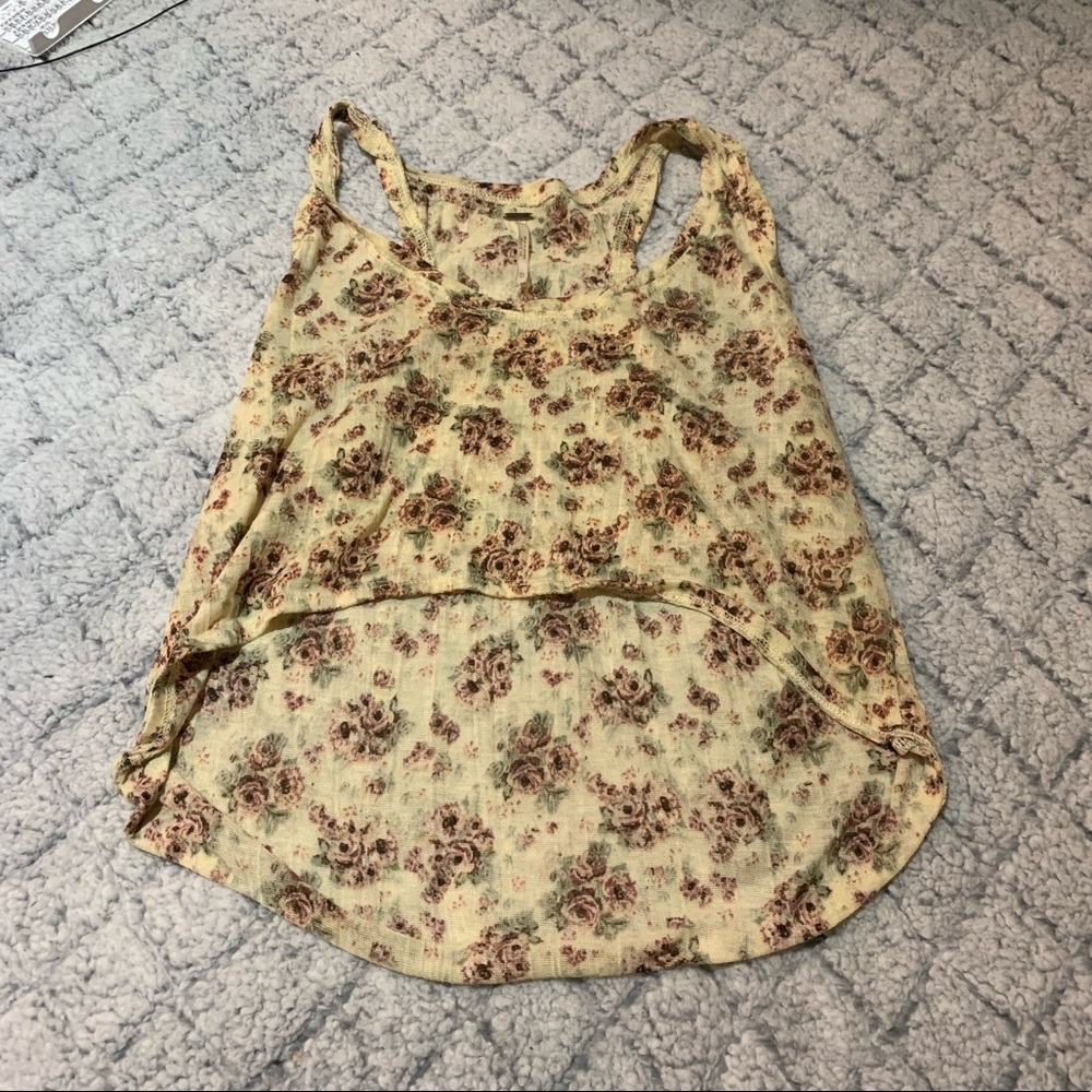 Floral Cream Free People Hi-low Crop Top Size XS